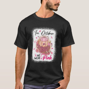 Camiseta In October We Wear Pink Ribbon Leopard Pumpkin Bre