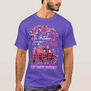 Camiseta In October We Wear Pink Ribbon Truck Leopard Breas