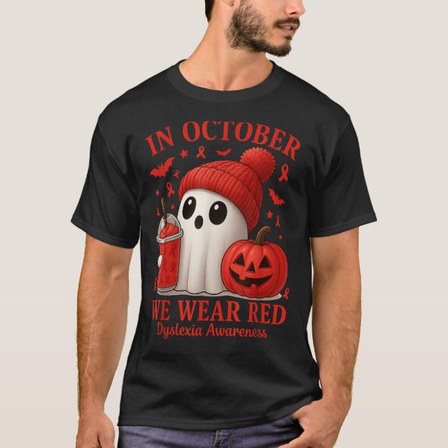 Camiseta In October We Wear Red Dyslexia Awareness Hallowee (Anverso)