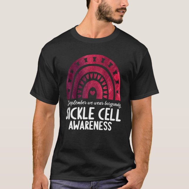 Camiseta In september we wear burgundy sickle cell awarenes (Anverso)