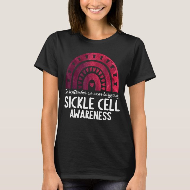 Camiseta In september we wear burgundy sickle cell awarenes (Anverso)