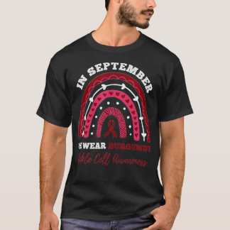 Camiseta In September We Wear Burgundy Sickle Cell Awarenes