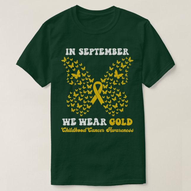 Camiseta In September We Wear gold Childhood Cancer Awarene (Diseño del anverso)