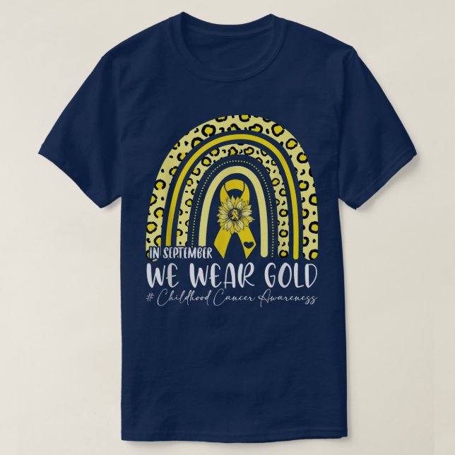 Camiseta In September We Wear Gold-Childhood Cancer Leopard (Diseño del anverso)