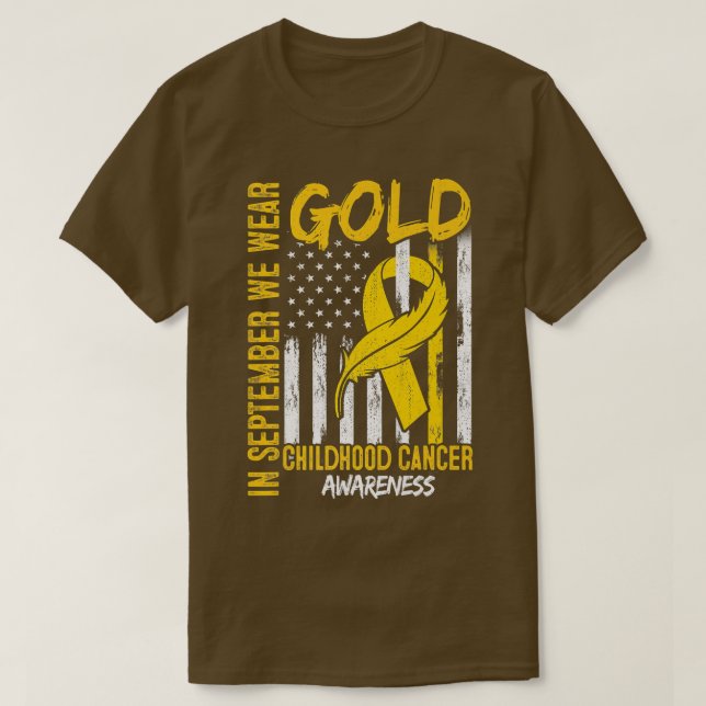 Camiseta In September We Wear Gold Flag Ribbon Childhood Ca (Diseño del anverso)