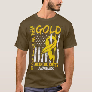 Camiseta In September We Wear Gold Flag Ribbon Childhood Ca