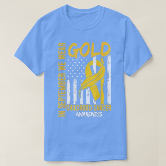Camiseta In September We Wear Gold Flag Ribbon Childhood Ca (Diseño del anverso)