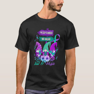 Camiseta In September We Wear Teal & Purple Ribbon Suicide