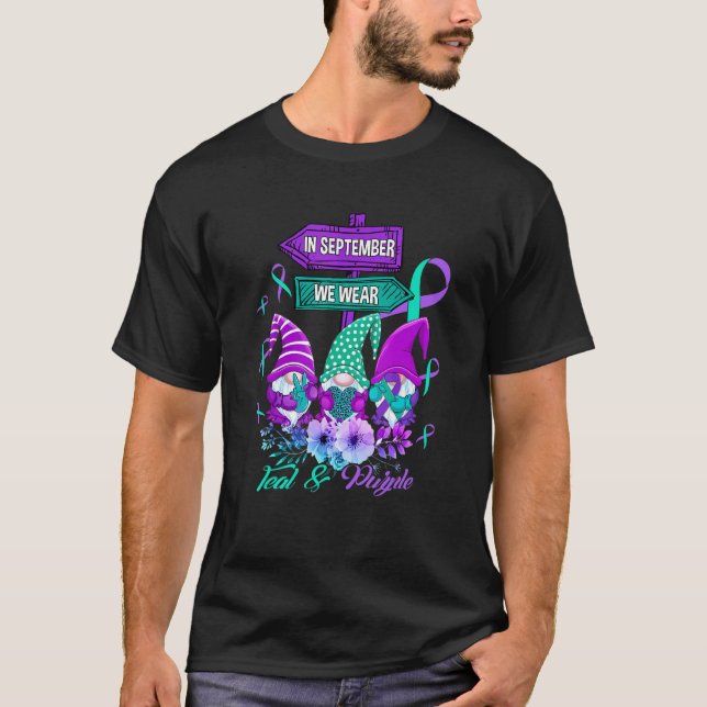 Camiseta In September We Wear Teal & Purple Ribbon Suicide  (Anverso)