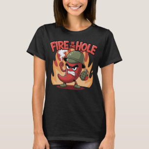 Camiseta Incendio en la picante comida picante de chile Pep
