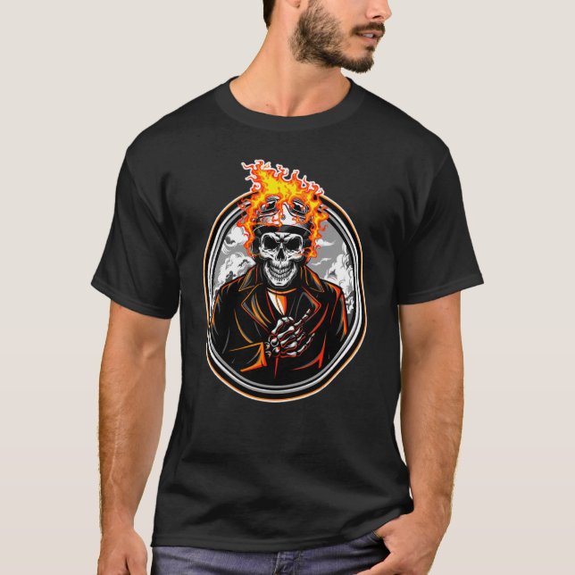 Camiseta Incendio en Skeleton para motociclistas (Anverso)