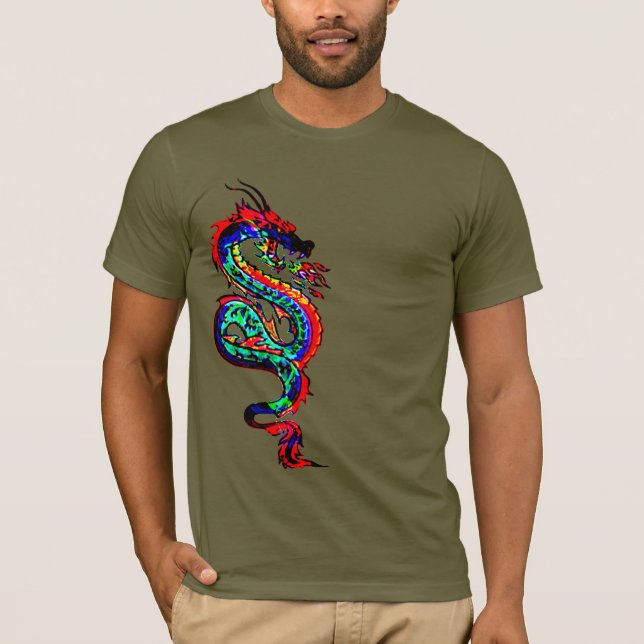 Camiseta incendio rojo dragón chino Diseño idea dragón (Anverso)
