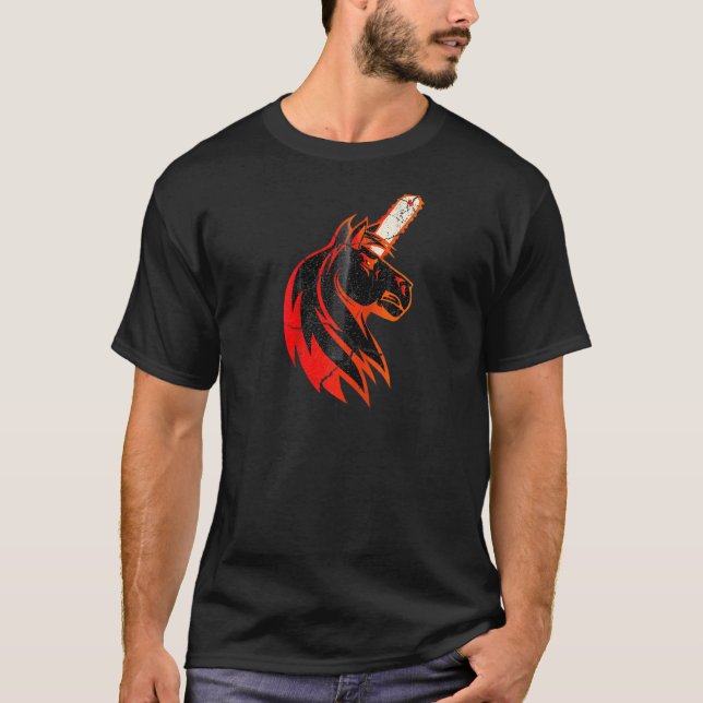 Camiseta Incendio Rojo Malo Caballo Unicornio Con Coco De C (Anverso)