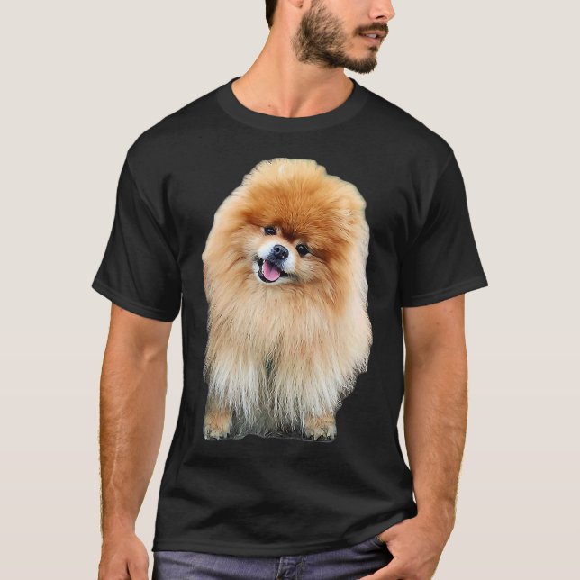 Camiseta Inclinación de cabeza de perro cúrpica pomeraniana (Anverso)