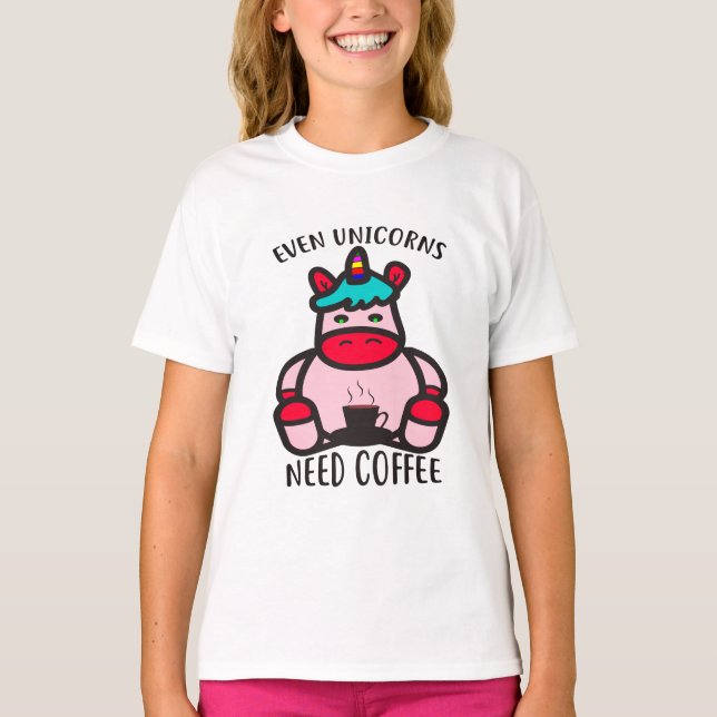 Camiseta Incluso los unicornios necesitan un café con unico (Anverso)