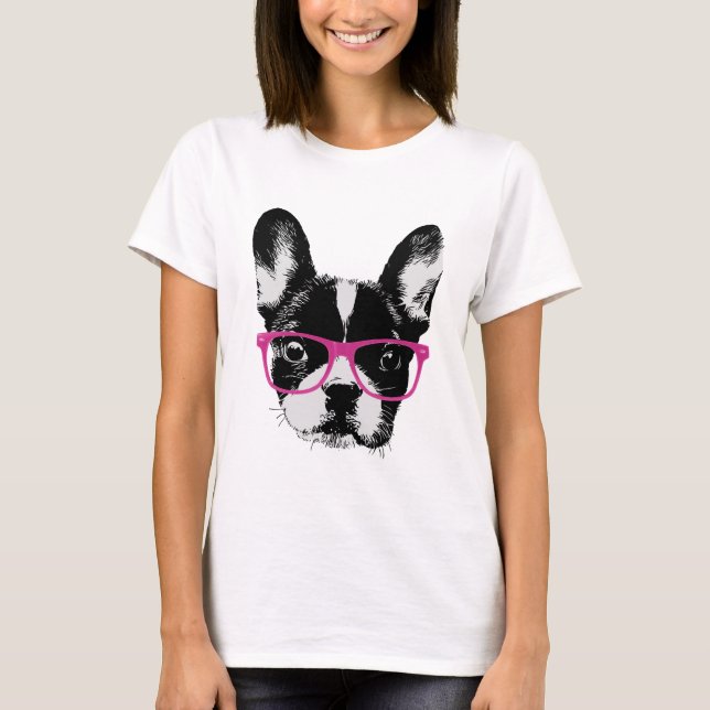 Camiseta Inconformista Nerdy de la mamá del bulldog francés (Anverso)