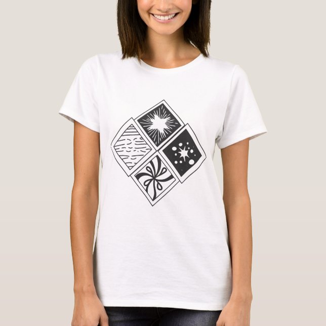 Camiseta Incorporando múltiples elementos, imágenes abstrac (Anverso)