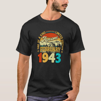 Camiseta Increíble 80 Años Desde Febrero 1943 Cumpleaños 80