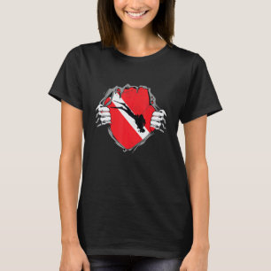 Camiseta Increíble bandera de buzo abajo buceo Scuba Diving