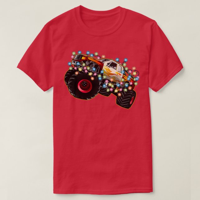 Camiseta Increíble camión de monstruos con luces Navidades  (Diseño del anverso)