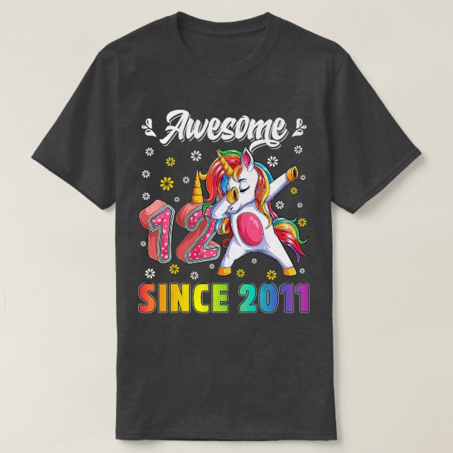 Camiseta Increíble Chica de cumpleaños de Unicornio de 12 a (Diseño del anverso)