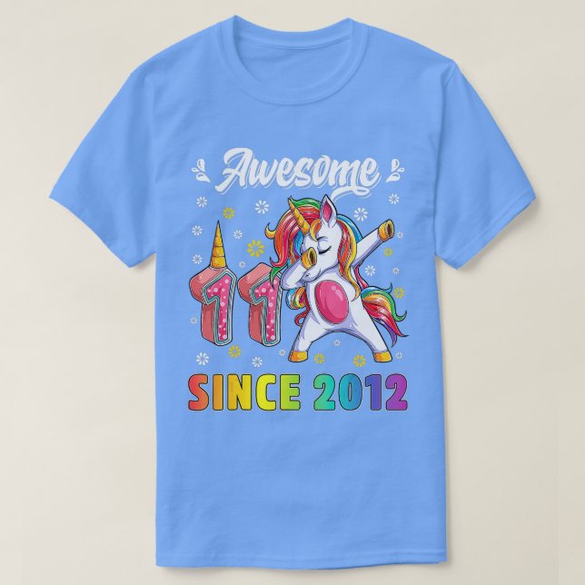 Camiseta Increíble Chica de cumpleaños de Unicornio de once (Diseño del anverso)
