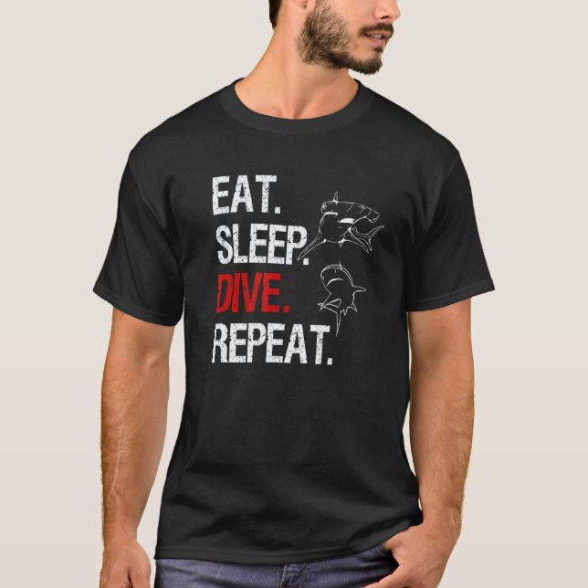 Camiseta Increíble Comer Dormir Bucear Repetir Buceo Apnea  (Anverso)