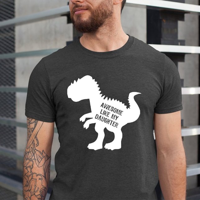 Camiseta Increíble como mi hija Funny Dinosaur Black (Awesome like my daughter Funny Dinosaur Black T-Shirt)