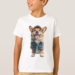 Camiseta Increíble Corgi con Chaleco de Mezclilla para Niño
