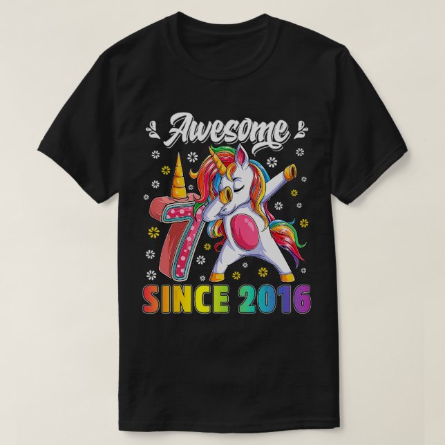 Camiseta Increíble cumpleaños de Unicornio a 7 años de edad (Diseño del anverso)