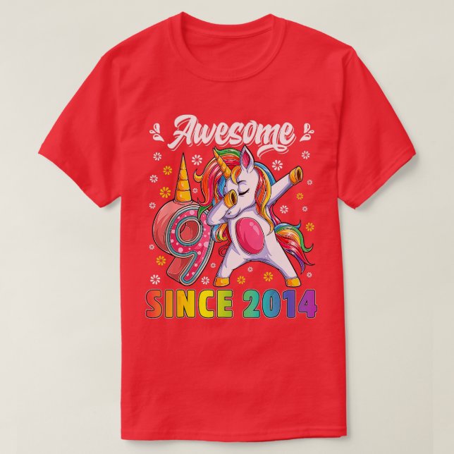 Camiseta Increíble cumpleaños de Unicornio a 9 años de edad (Diseño del anverso)