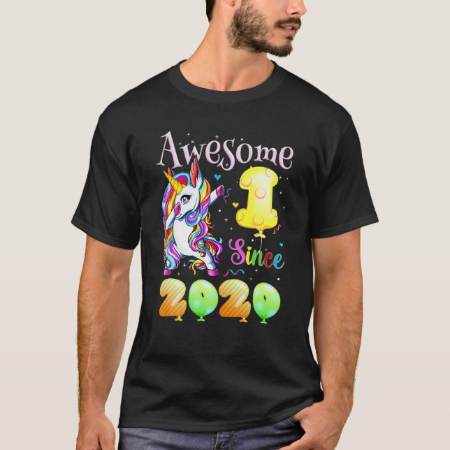 Camiseta Increíble cumpleaños de Unicornio de Dabbing de 1  (Anverso)