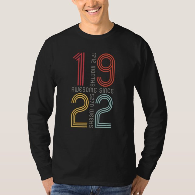 Camiseta Increíble desde 1922 101º cumpleaños 101 años R (Anverso)