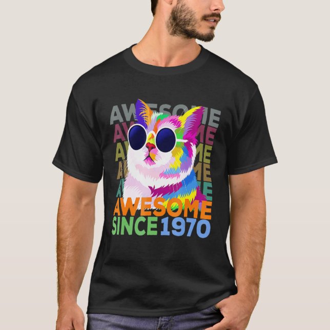 Camiseta Increíble desde 1970, cumpleaños número 52 del gat (Anverso)