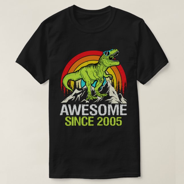 Camiseta Increíble desde 2005 Dinosaurio 18 años 18 cumplea (Diseño del anverso)