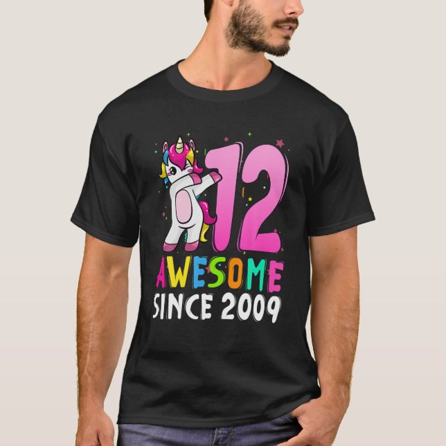 Camiseta Increíble desde 2009 Dabbing Unicorn 12º Cumpleaño (Anverso)