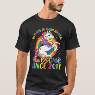 Camiseta Increíble desde 2011, 10 Años, Chica Unicornio 10