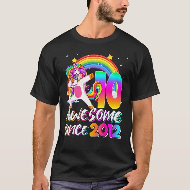 Camiseta Increíble desde 2012 Dabbing Unicorn 10 años G (Anverso)