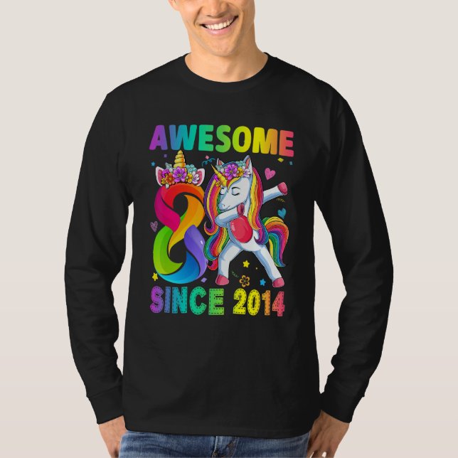 Camiseta Increíble desde 2014 Dabbing Unicorn, octavo cumpl (Anverso)