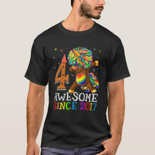 Camiseta Increíble Desde 2017 Dabbing Unicorn 4Th Birthday
