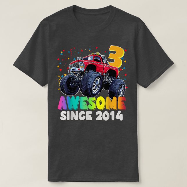 Camiseta Increíble desde 2019: Camión de tercer cumpleaños (Diseño del anverso)