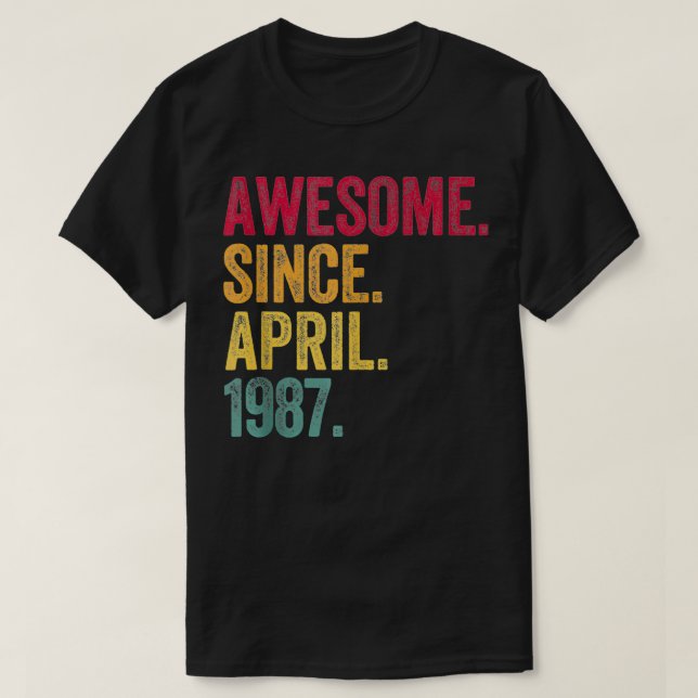 Camiseta Increíble desde abril de 1987, 35º cumpleaños, hac (Diseño del anverso)