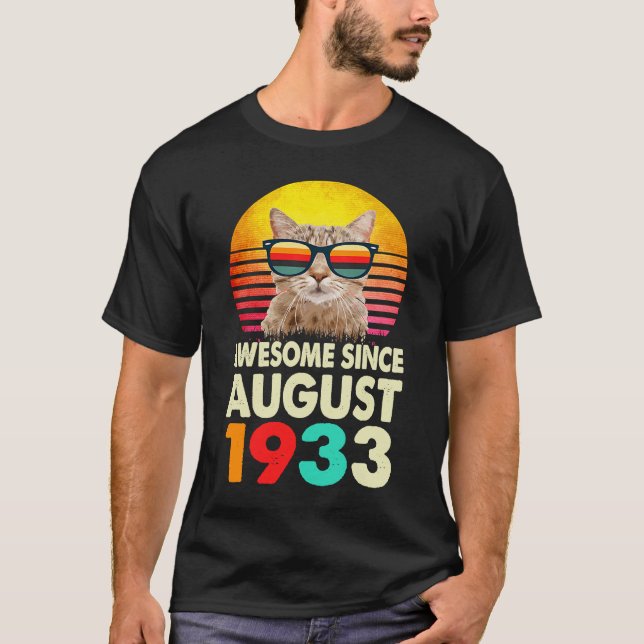 Camiseta Increíble desde agosto de 1933: 90º gato de cumple (Anverso)