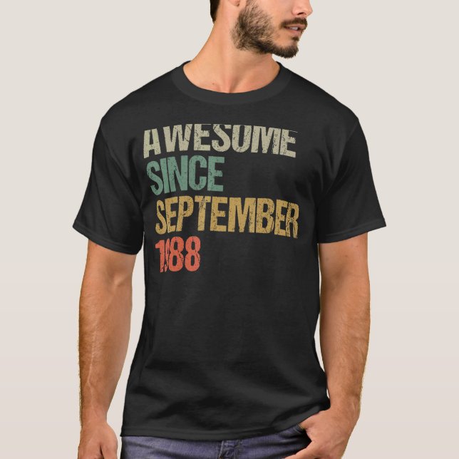 Camiseta Increíble desde agosto de 1988 34º cumpleaños 34 a (Anverso)