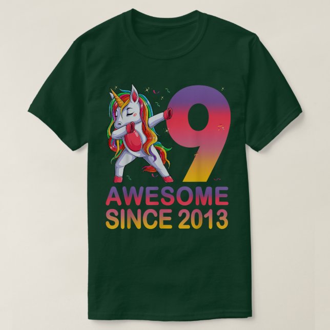 Camiseta Increíble desde el 2013 Dabbing Unicorn BDay hace  (Diseño del anverso)