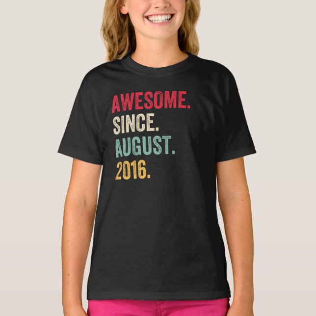 Camiseta Increíble desde el cumpleaños retro de agosto de 2 (Anverso)