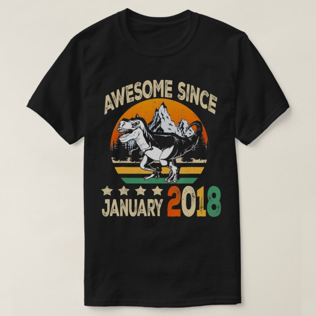 Camiseta Increíble desde enero de 2018, tercer cumpleaños d (Diseño del anverso)