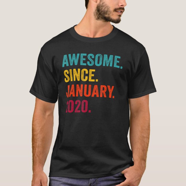 Camiseta Increíble desde enero de 2020, tercer cumpleaños,  (Anverso)