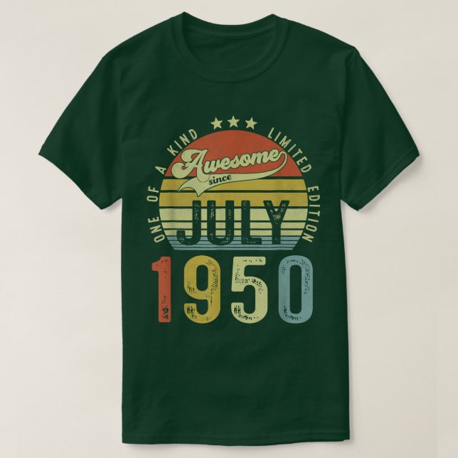 Camiseta Increíble desde julio de 1950, 72 años de antigüed (Diseño del anverso)