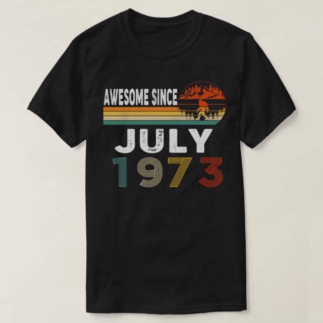 Camiseta Increíble desde julio de 1973 (Diseño del anverso)